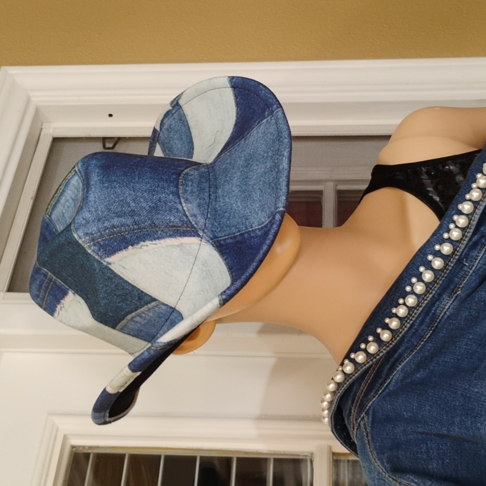 Denim Patchwork Cowboy Hat - Picture 2 of 5